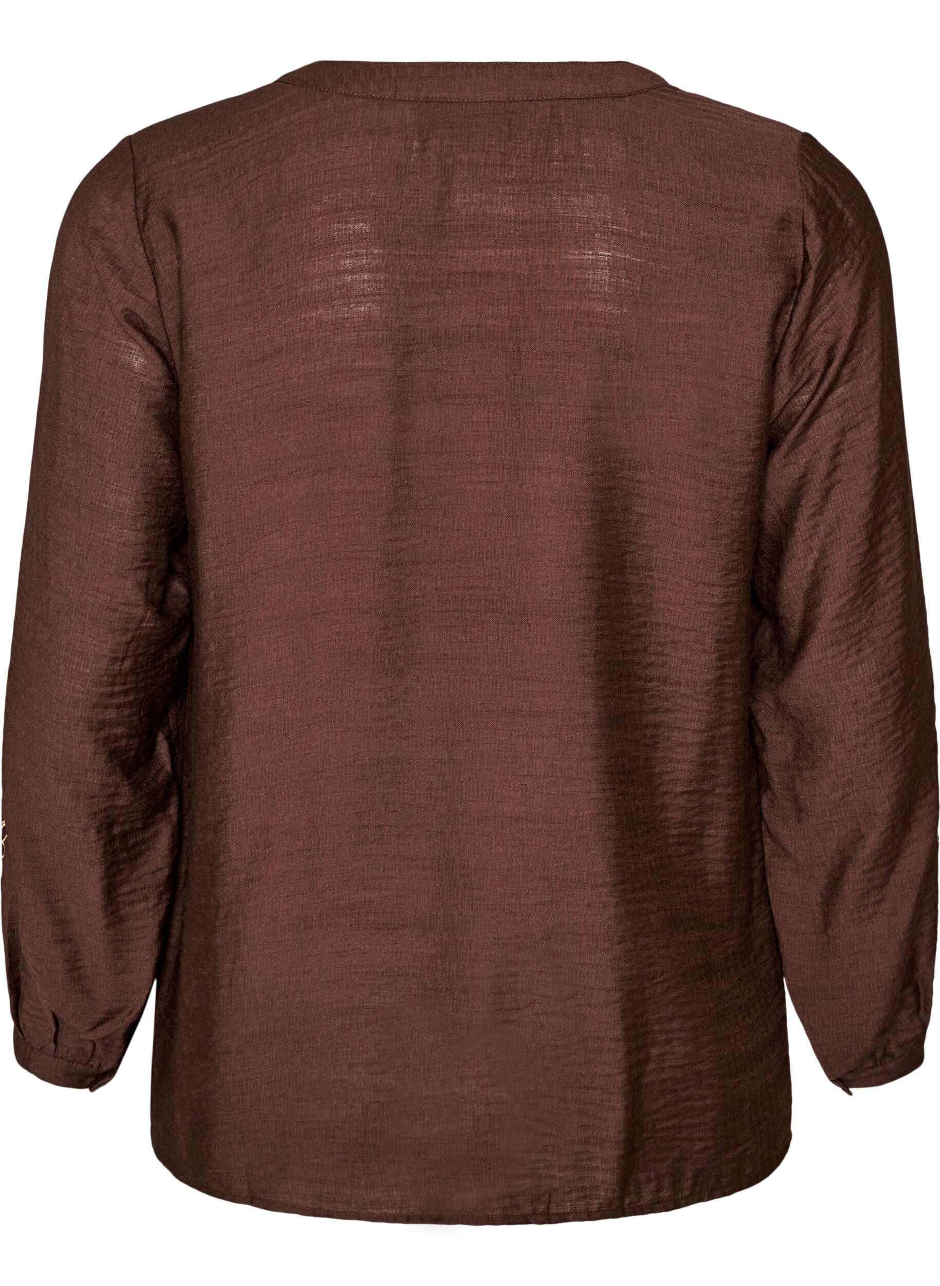 ZizzifashionViscose shirt with embroidered sleeves, Brown, Packshot image number 1