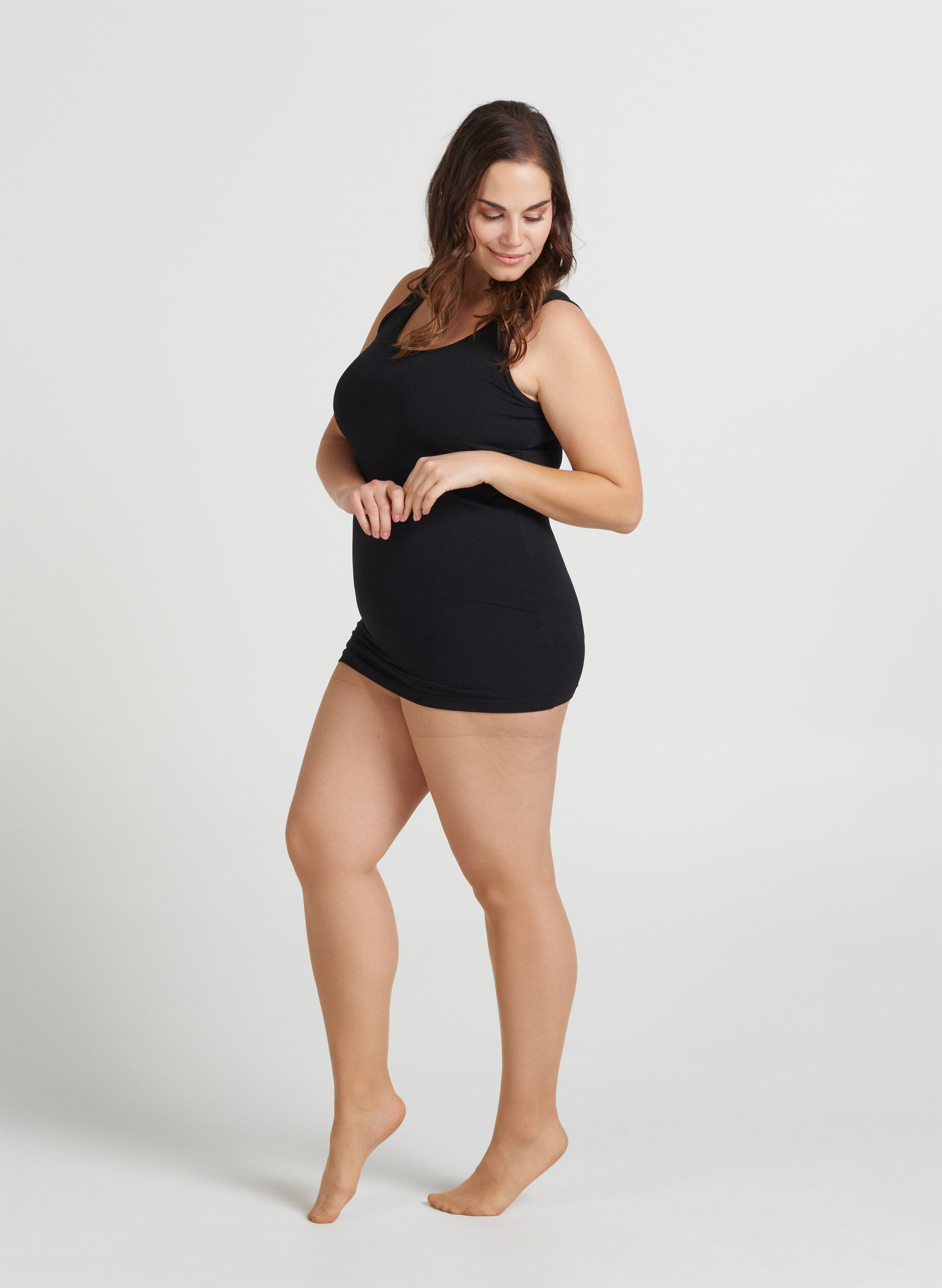 Zizzifashion 20 denier nylon tights - 2 pack, Nude, Model image number 0