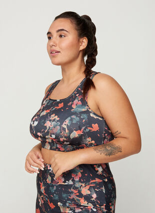 Sports top with a floral print and mesh, Autumn Flower Print, Model image number 0