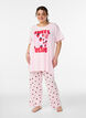 Pyjama trousers in soft jersey with high waist and fruit print, Rose, Model image number 0