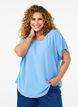 Blouse with short sleeves and a round neckline, Light Blue, Model image number 0
