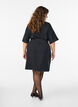 Short shirt dress with contrast stitching and tie belt, Black, Model image number 2