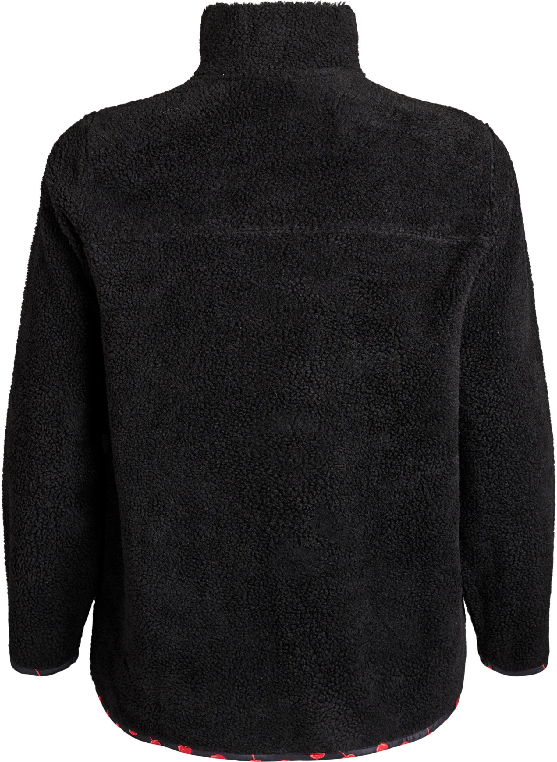 Zizzifashion Teddy-fleece jacket with cherry details, Black, Packshot image number 1
