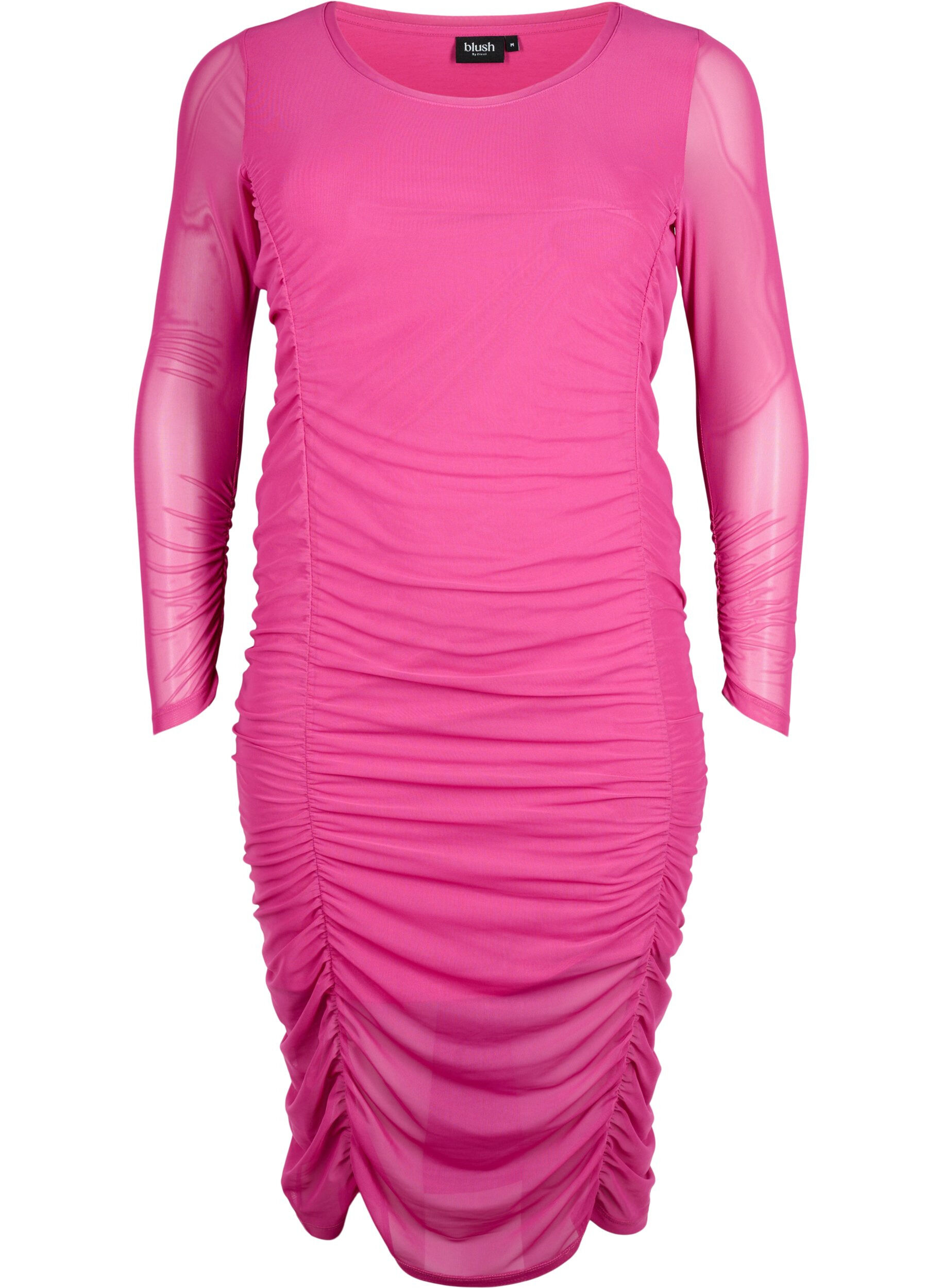 Zizzifashion Tight-fitting dress with drapings, Fuchsia Red, Packshot image number 0