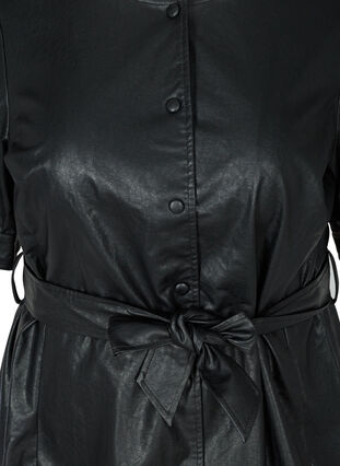 Imitation leather tunic with a waist tie, Black, Packshot image number 2