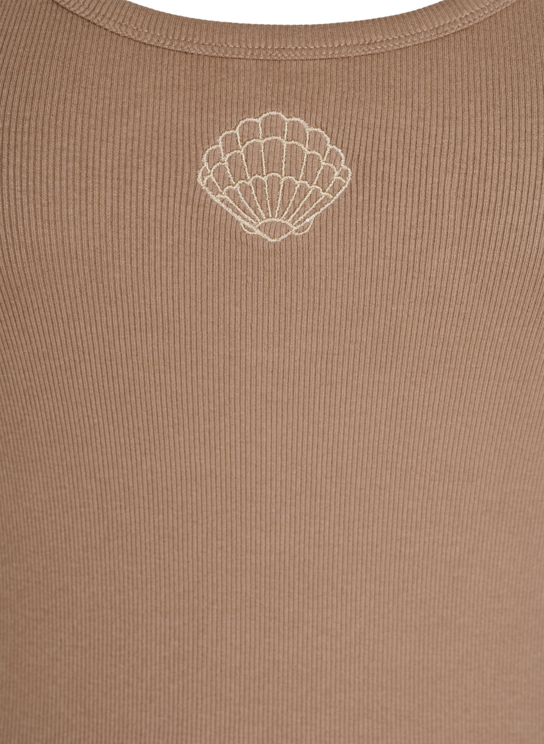 Zizzifashion Fitted top with motif, Brown, Packshot image number 2