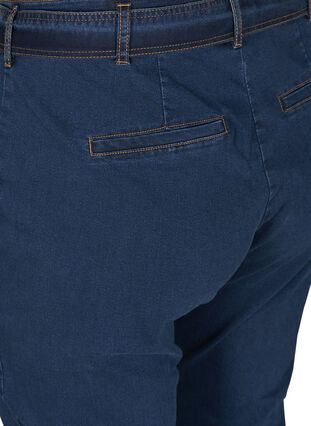 Cropped jeans with belt, Blue denim, Packshot image number 3