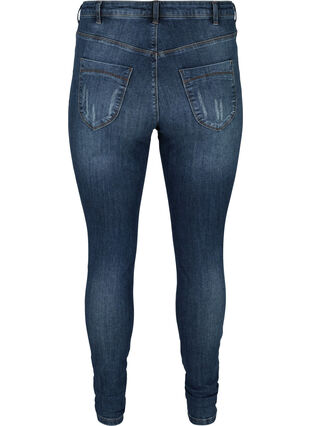 High-waisted Amy jeans with distressed look, Blue denim, Packshot image number 1
