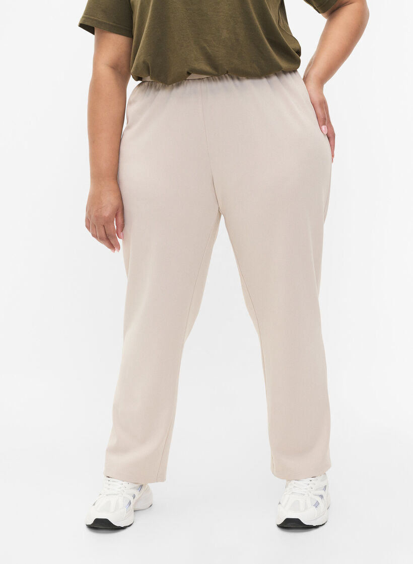 Trousers with straight fit, Beige, Model image number 2