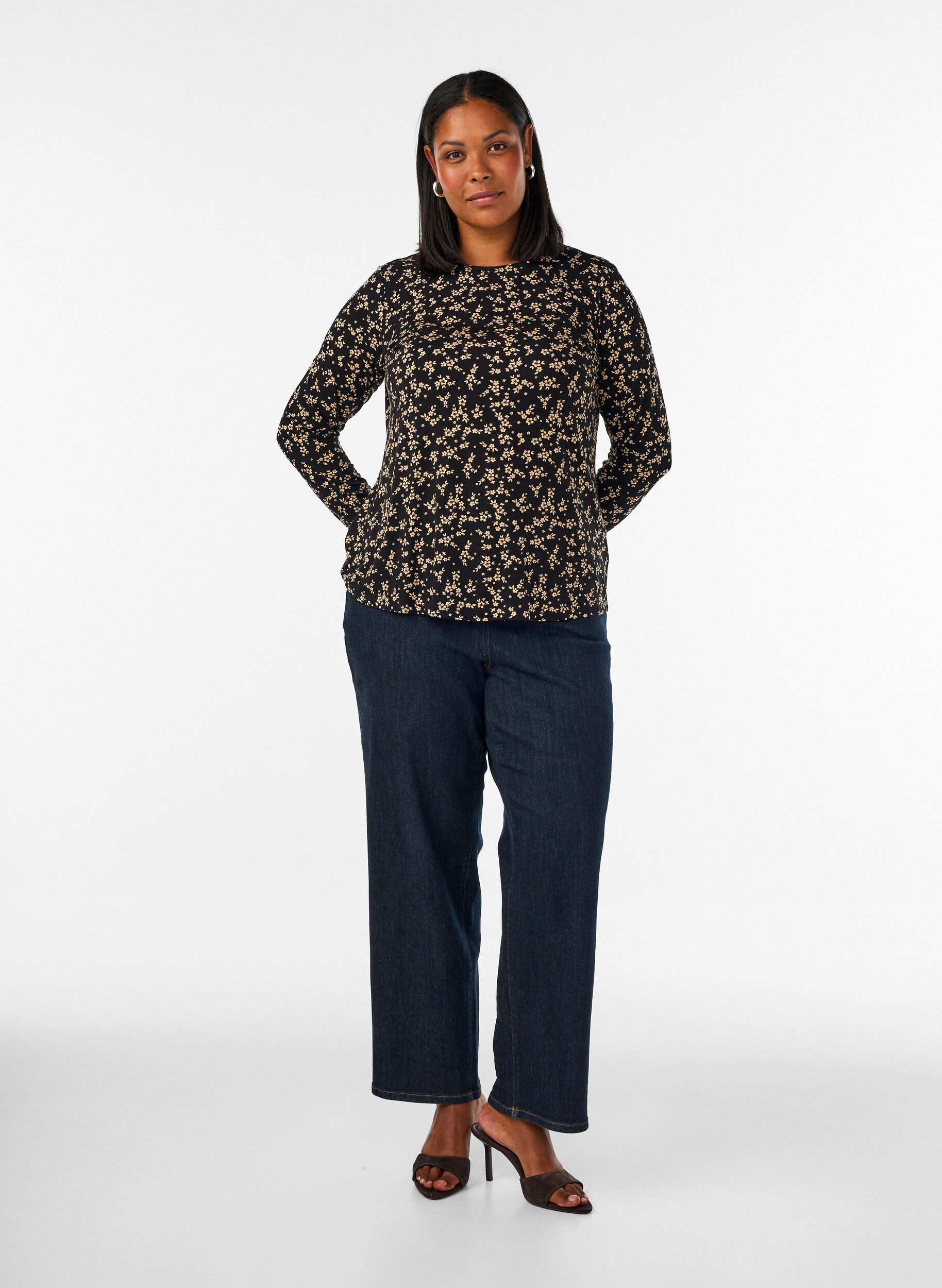 ZizzifashionLong-sleeved blouse, Black, Model image number 1