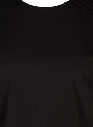 Blouse with 3/4 sleeves and pleated folds, Black, Packshot image number 2