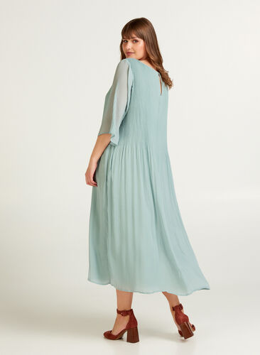 Pleated dress, Gray mist, Model image number 1