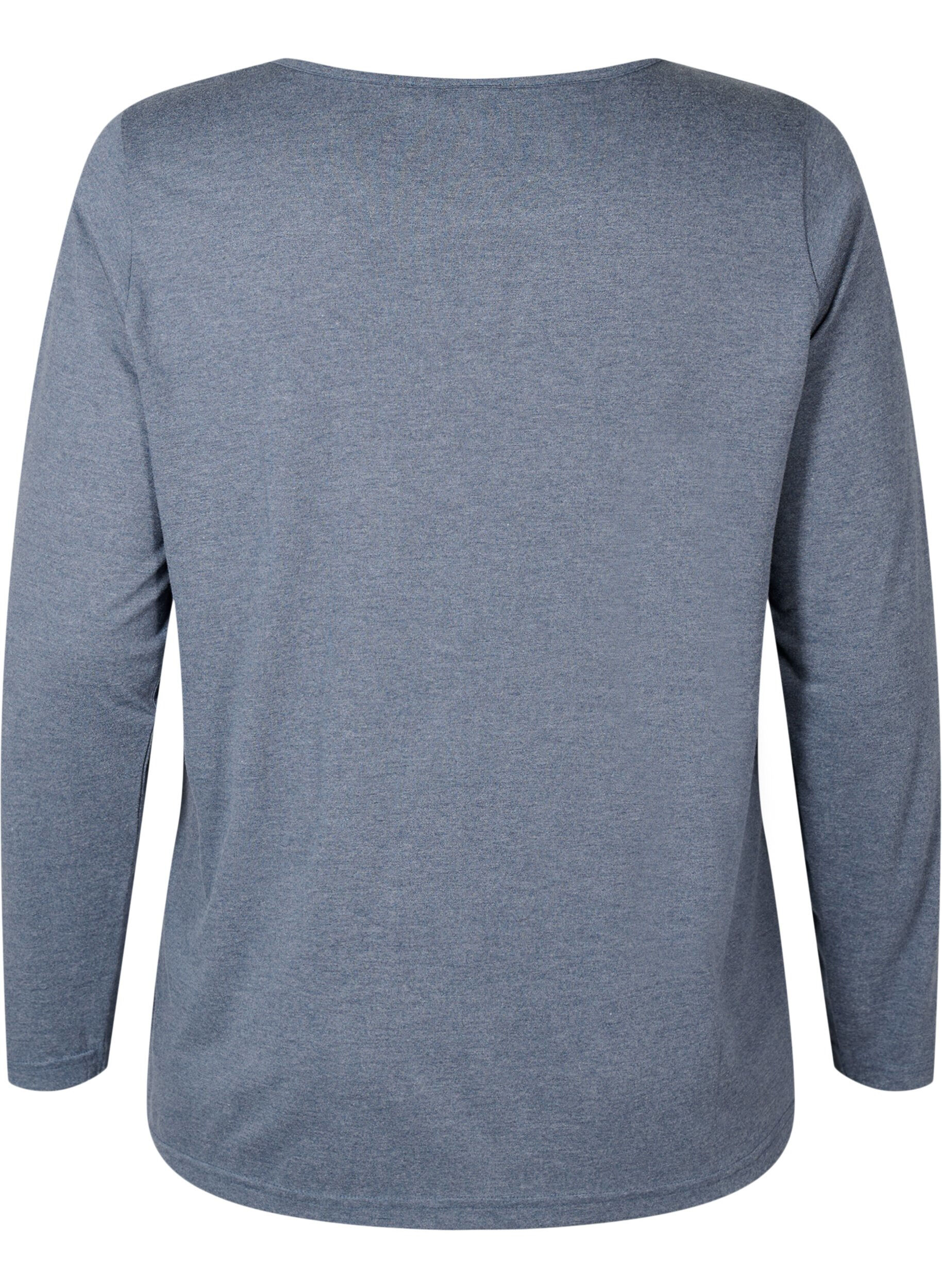 Zizzifashion Melange blouse with long sleeves, Night Sky Mel. , Packshot image number 1