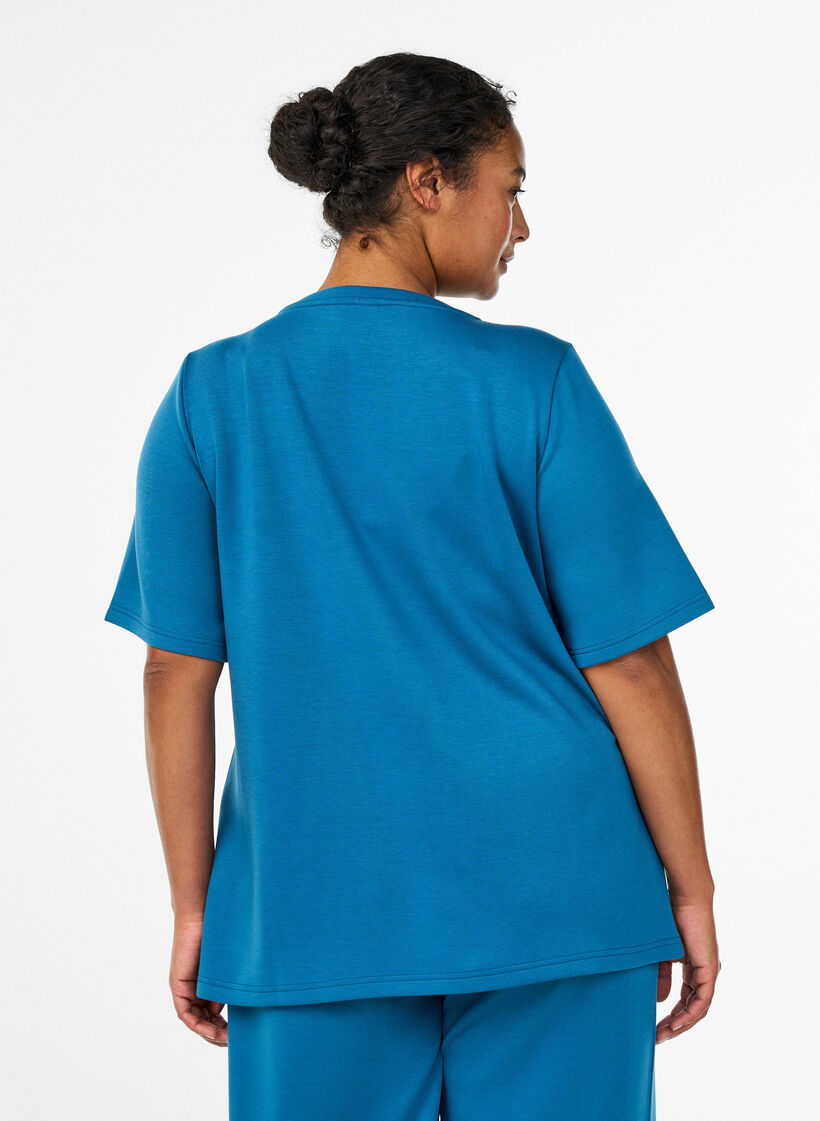 T-shirt in modal mix, Petrol, Model image number 2