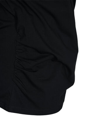 Cotton blouse with 3/4-length sleeves and wrap, Black, Packshot image number 3