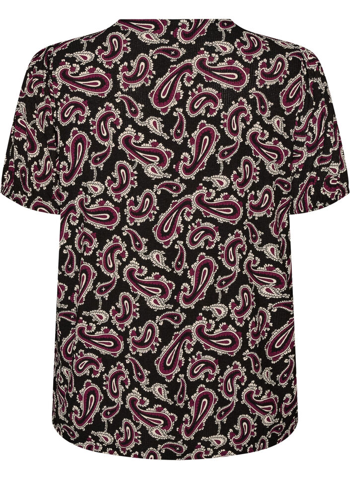 Blouse with long sleeves and paisley print, Dark Bordeaux, Packshot image number 1