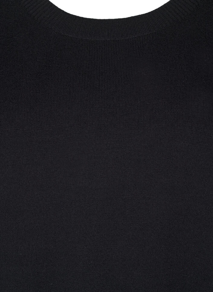 Knitted blouse with a round neck, Black, Packshot image number 2