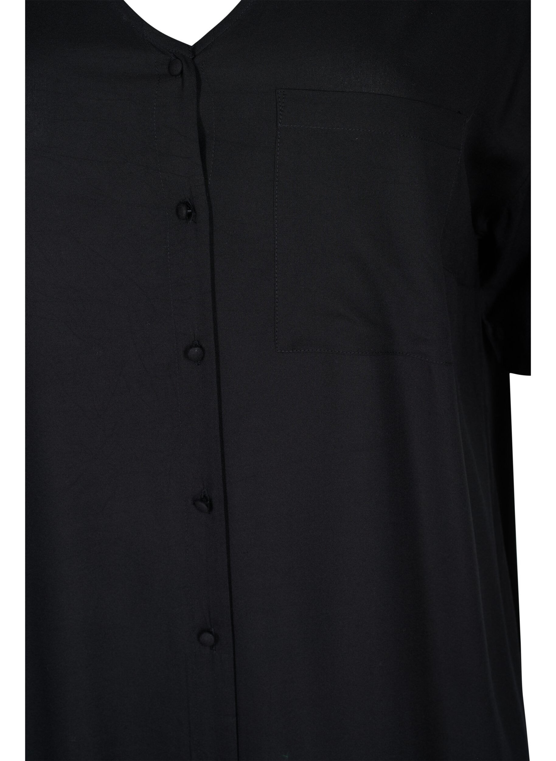 Zizzifashion Short-sleeved viscose shirt dress, Black, Packshot image number 2