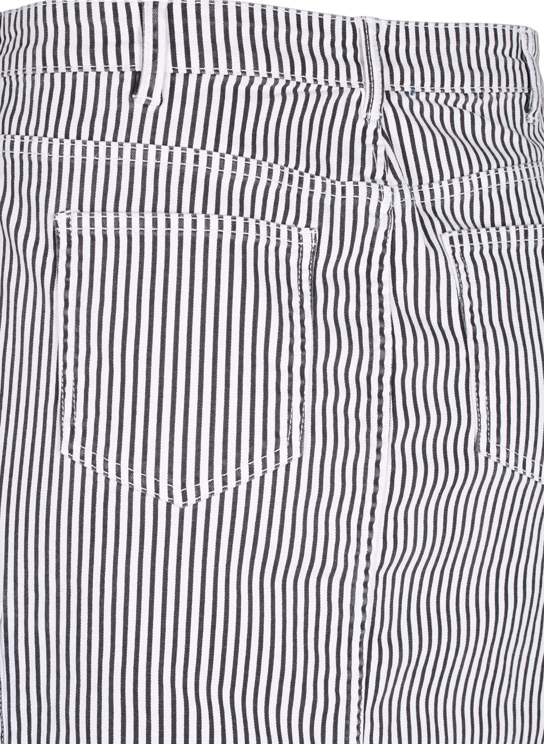 Zizzifashion Striped pencil skirt with pockets, Black & White Stripe, Packshot image number 3