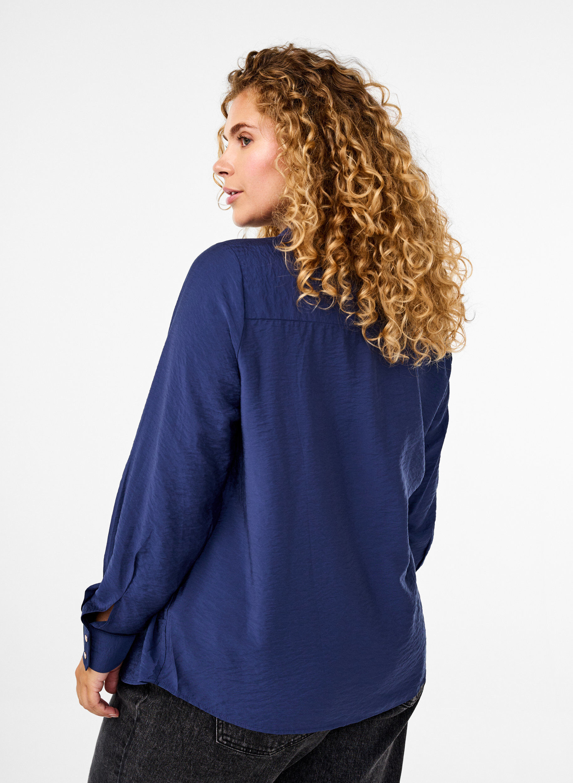 Zizzifashion Shirt with collar and chest pockets, Blue, Model image number 2