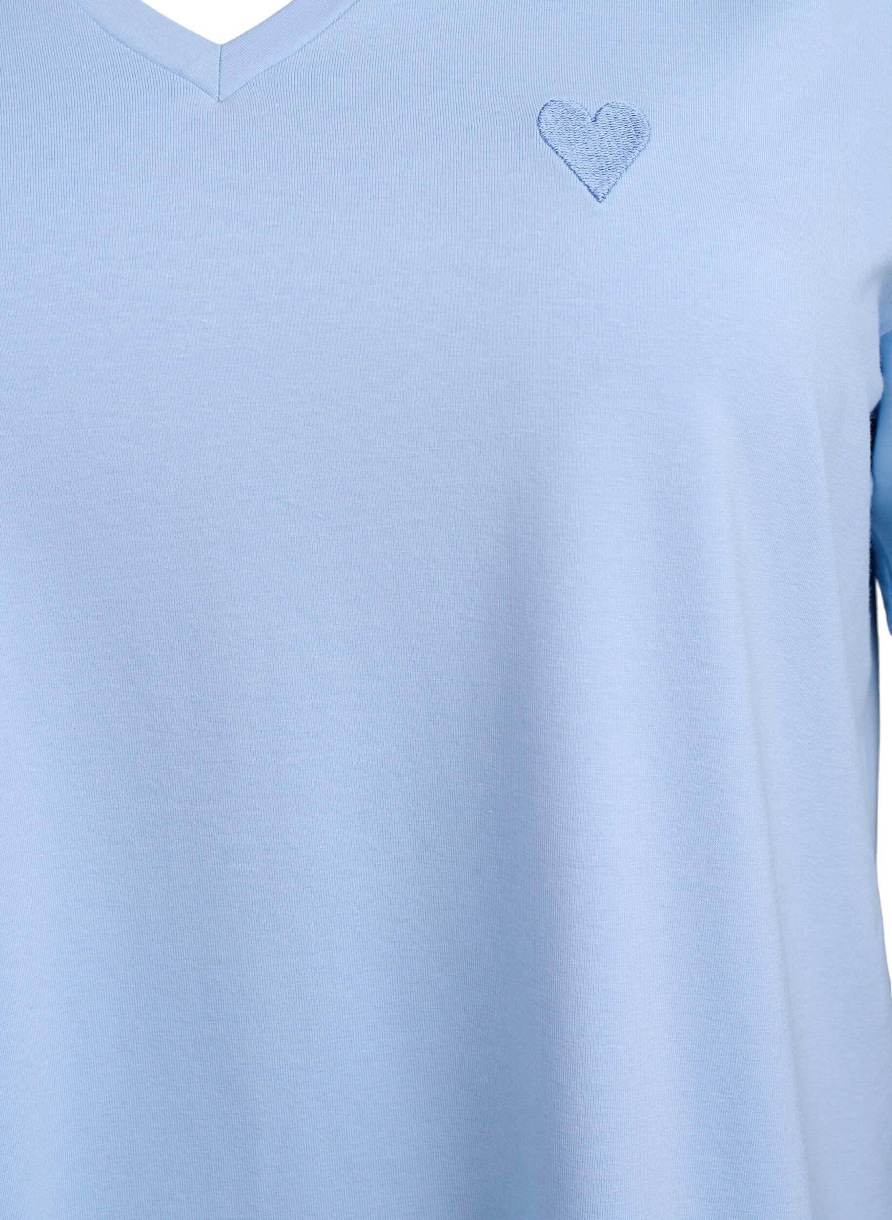 Zizzifashion Modal-blend T-shirt with a V-neck, Light Blue, Packshot image number 2