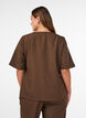 Blouse with glitter and V-neck, Brown, Model image number 2