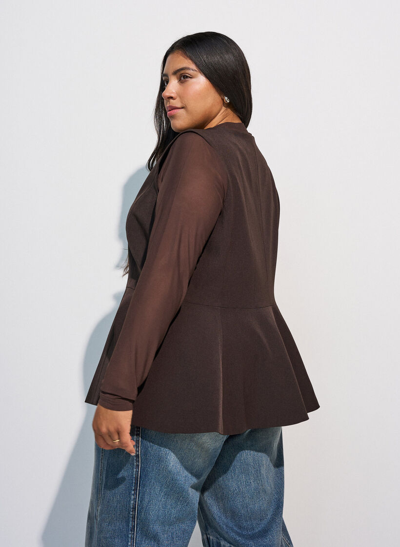 Pinstriped waistcoat with peplum, Brown, Model image number 2