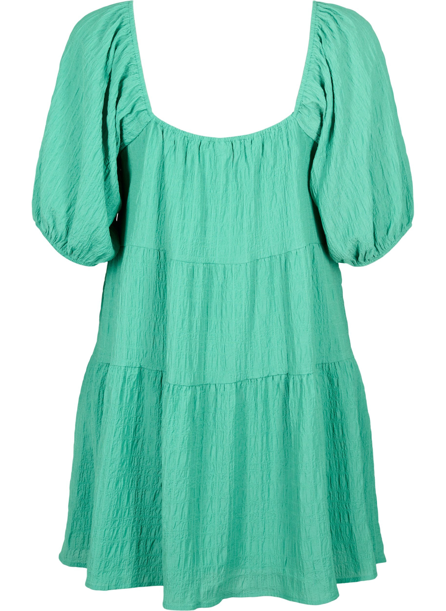 Zizzifashion A-shaped short dress with a V-neck, Deep Mint, Packshot image number 1