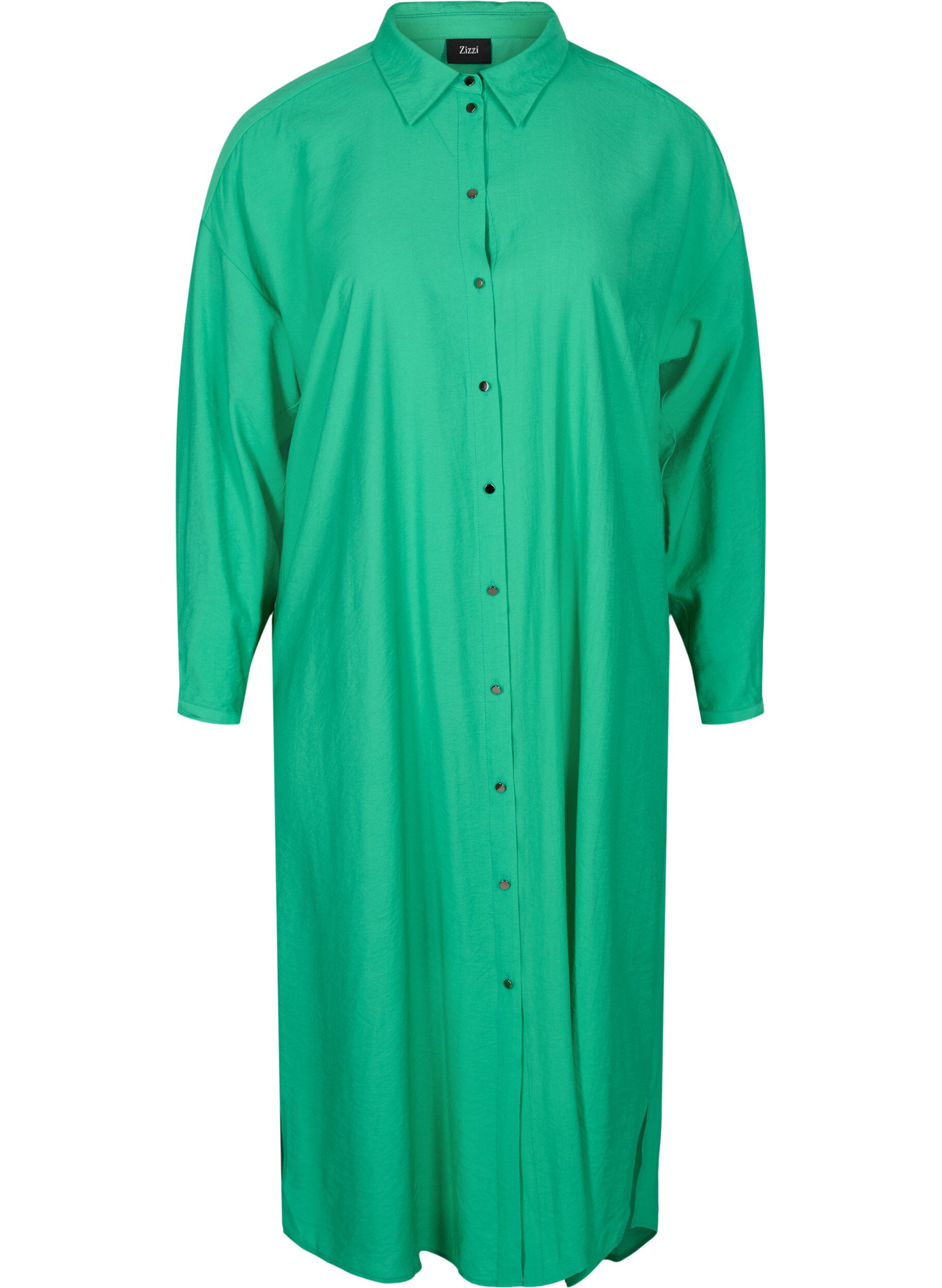 Zizzifashion Long viscose shirt with slits, Mint, Packshot image number 0