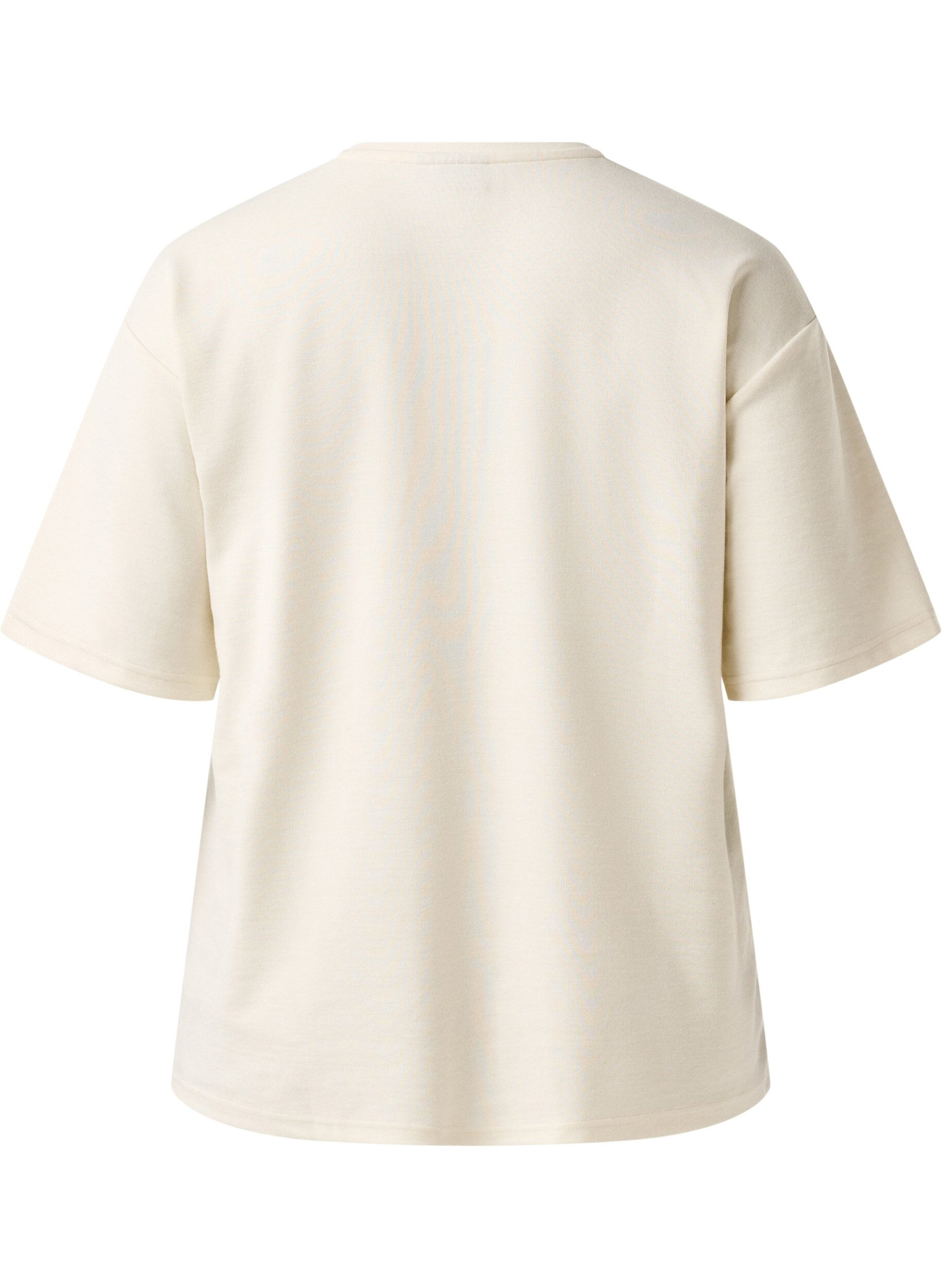 Zizzifashion T-shirt with rhinestones and round neck, White, Packshot image number 1