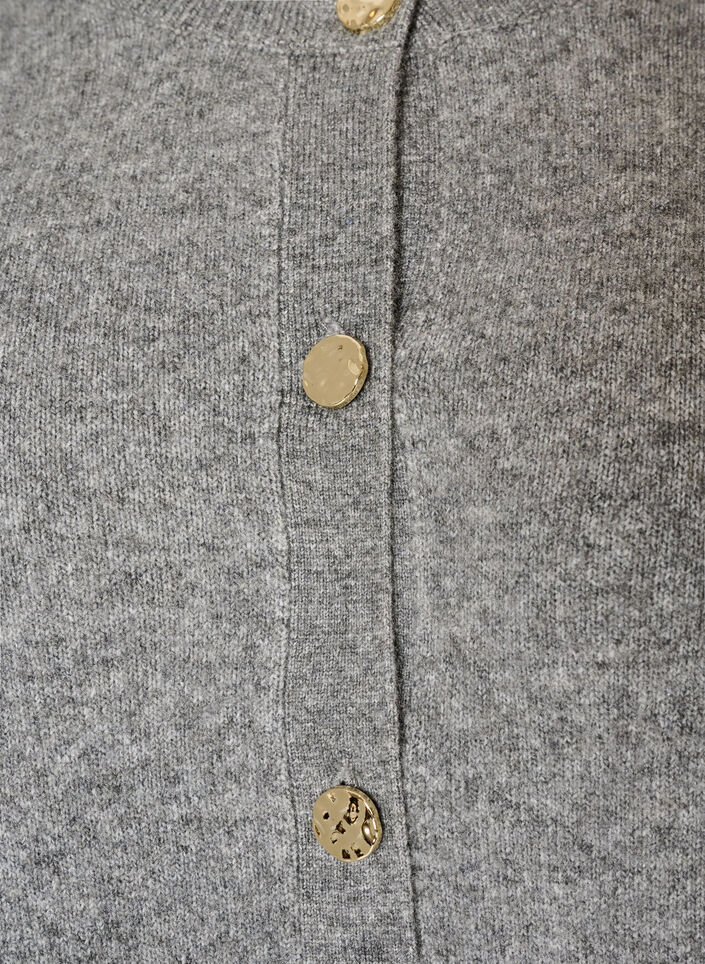 Cardigan in soft knit with gold-coloured buttons, Grey, Packshot image number 2