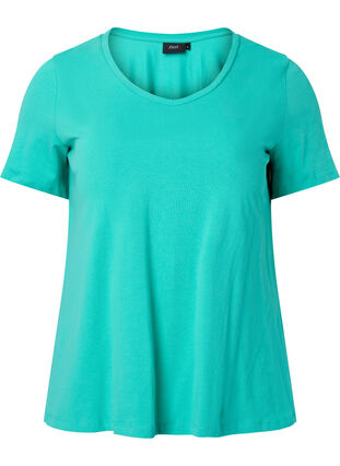 Basic plain cotton t-shirt, Aqua Green, Packshot image number 0