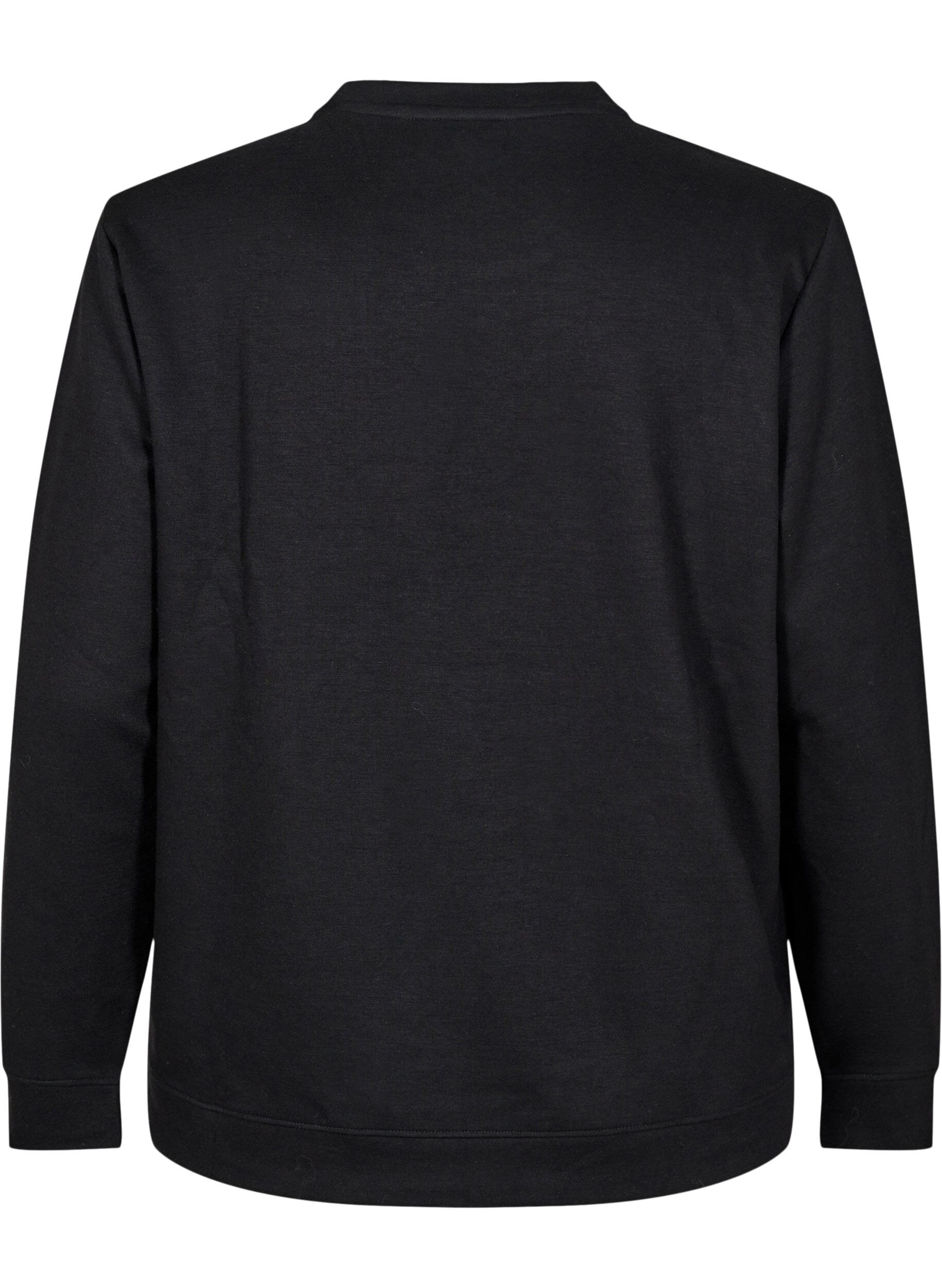 ZizzifashionSweatshirt with crew neck, Black, Packshot image number 1