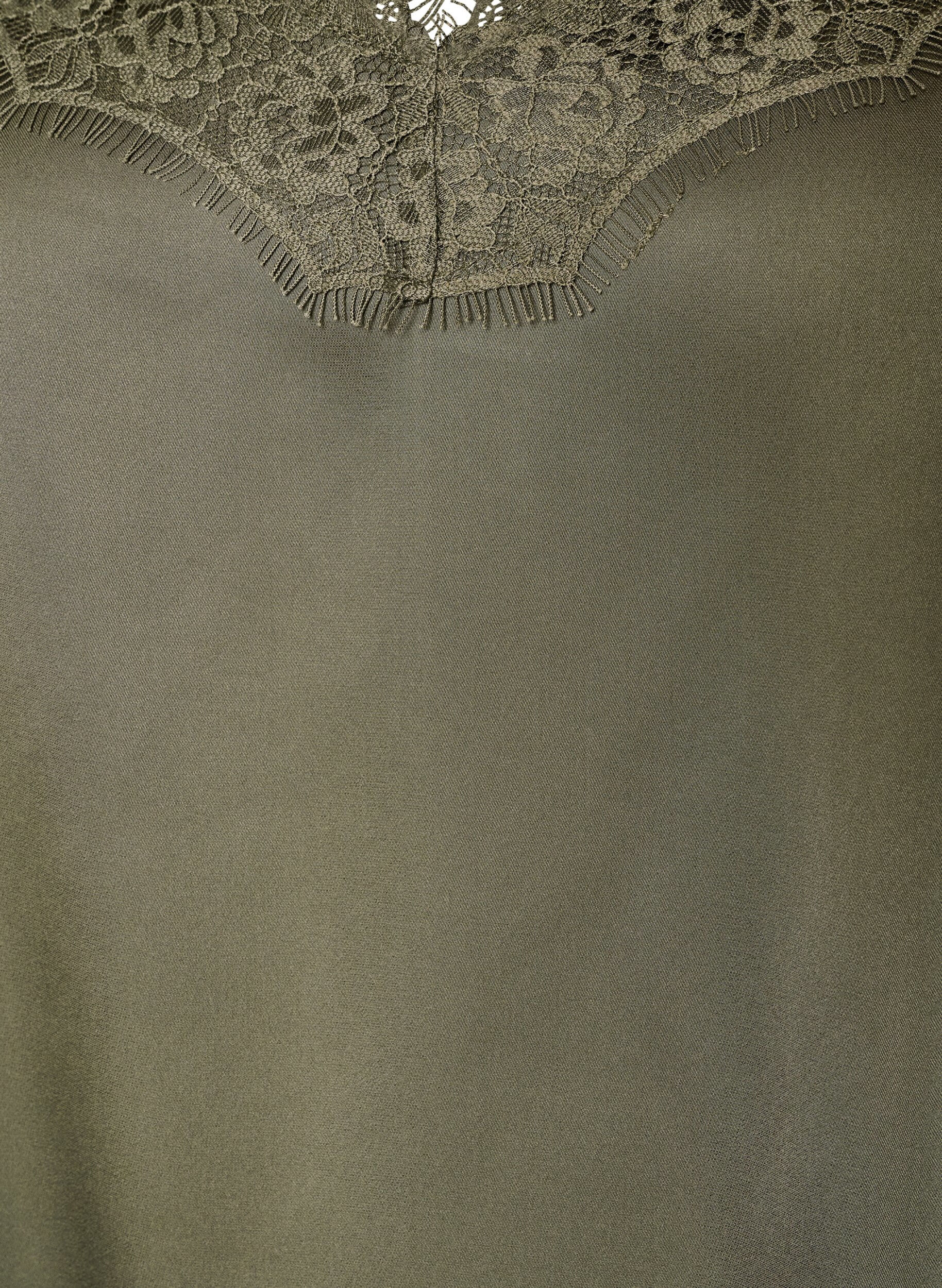 Zizzifashion Strappy top with lace and an asymmetrical hem, Green, Packshot image number 2