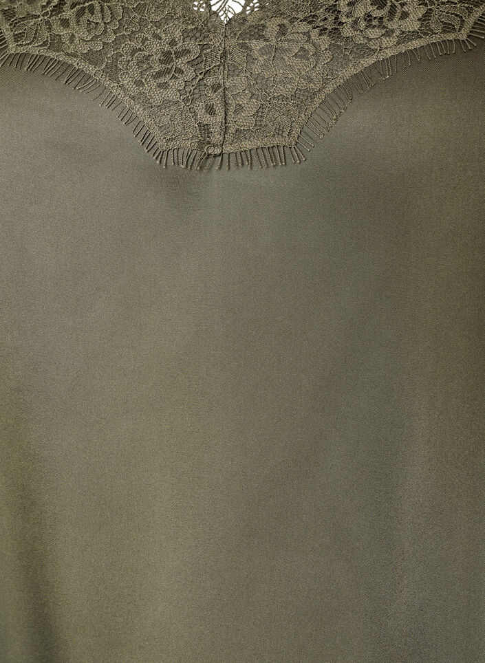 Strappy top with lace and an asymmetrical hem, Green, Packshot image number 2
