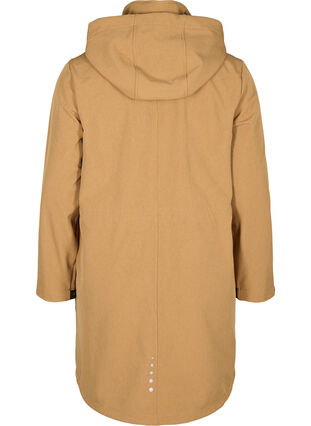 Long, hooded softshell jacket, Golden Brown Mel., Packshot image number 1