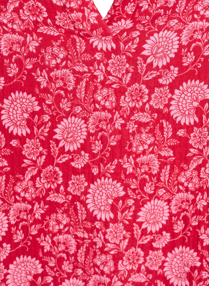 Short A-line dress in cotton muslin, Red, Packshot image number 2