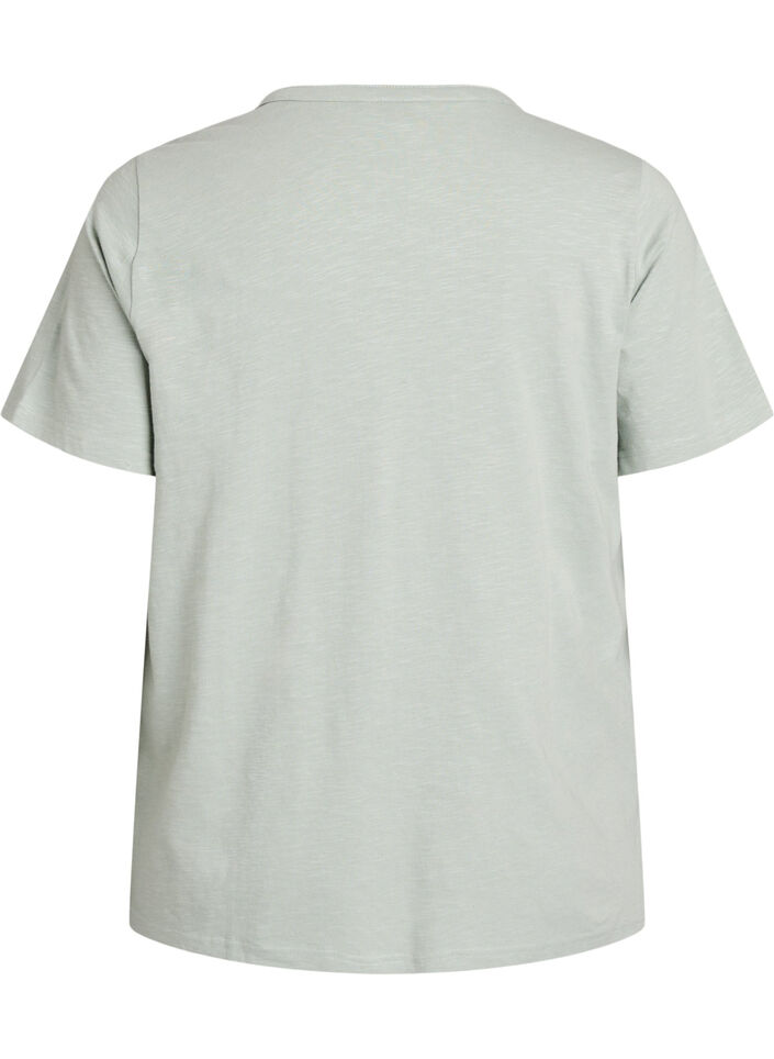 T-shirt with button detail, Green, Packshot image number 1