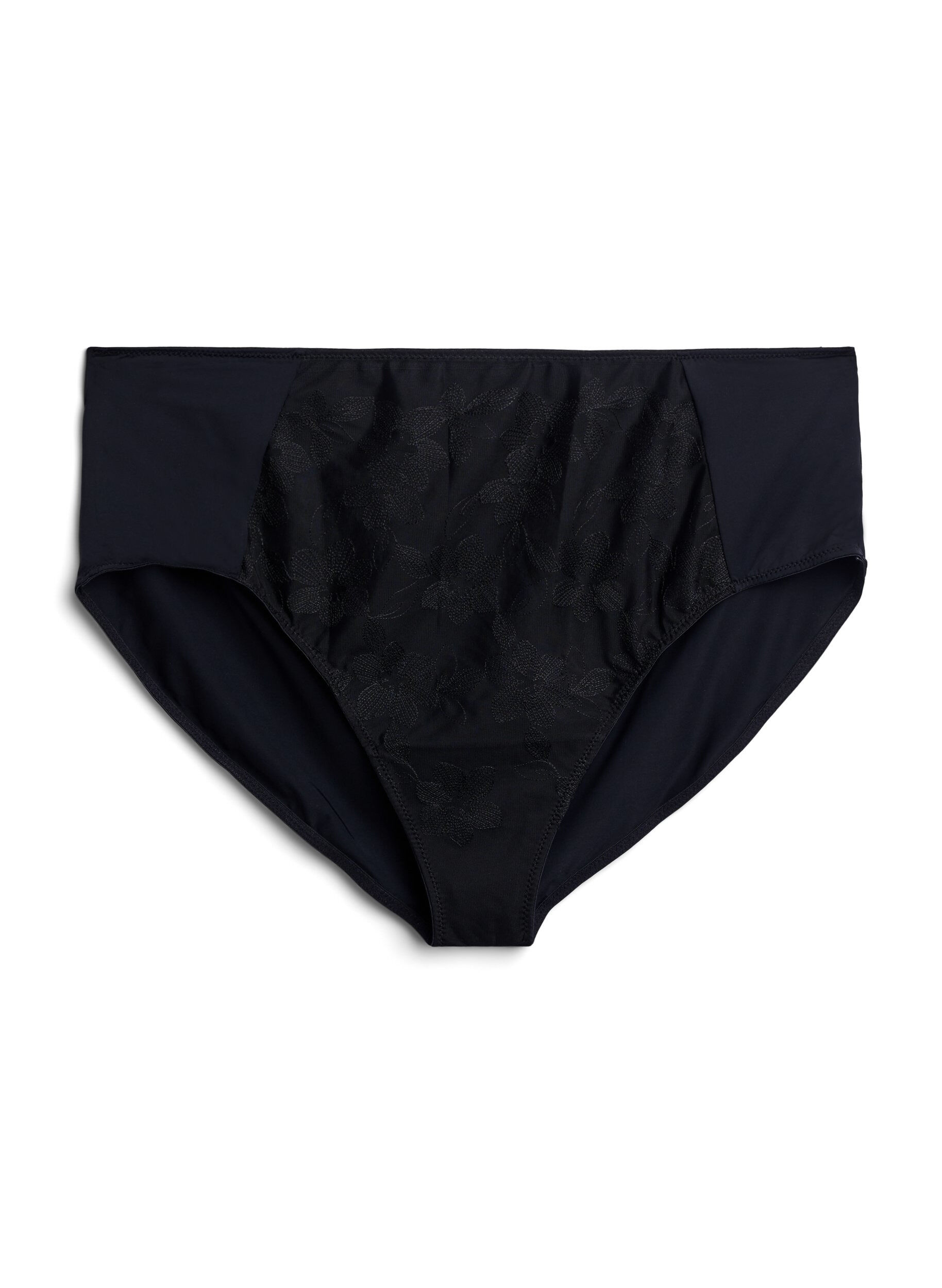 Microfibre panties with mesh and embroidery