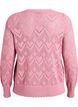 Patterned knit blouse with wavy edge and round neckline, Rose, Packshot image number 1