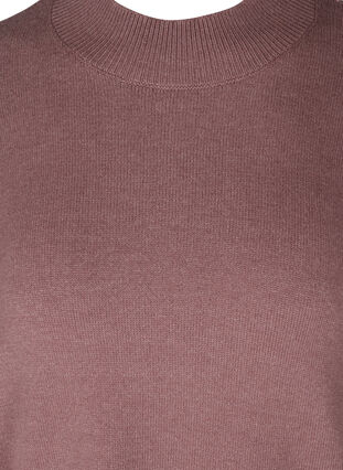 High neck, balloon-sleeved knitted blouse, Rose Taupe Mel., Packshot image number 2