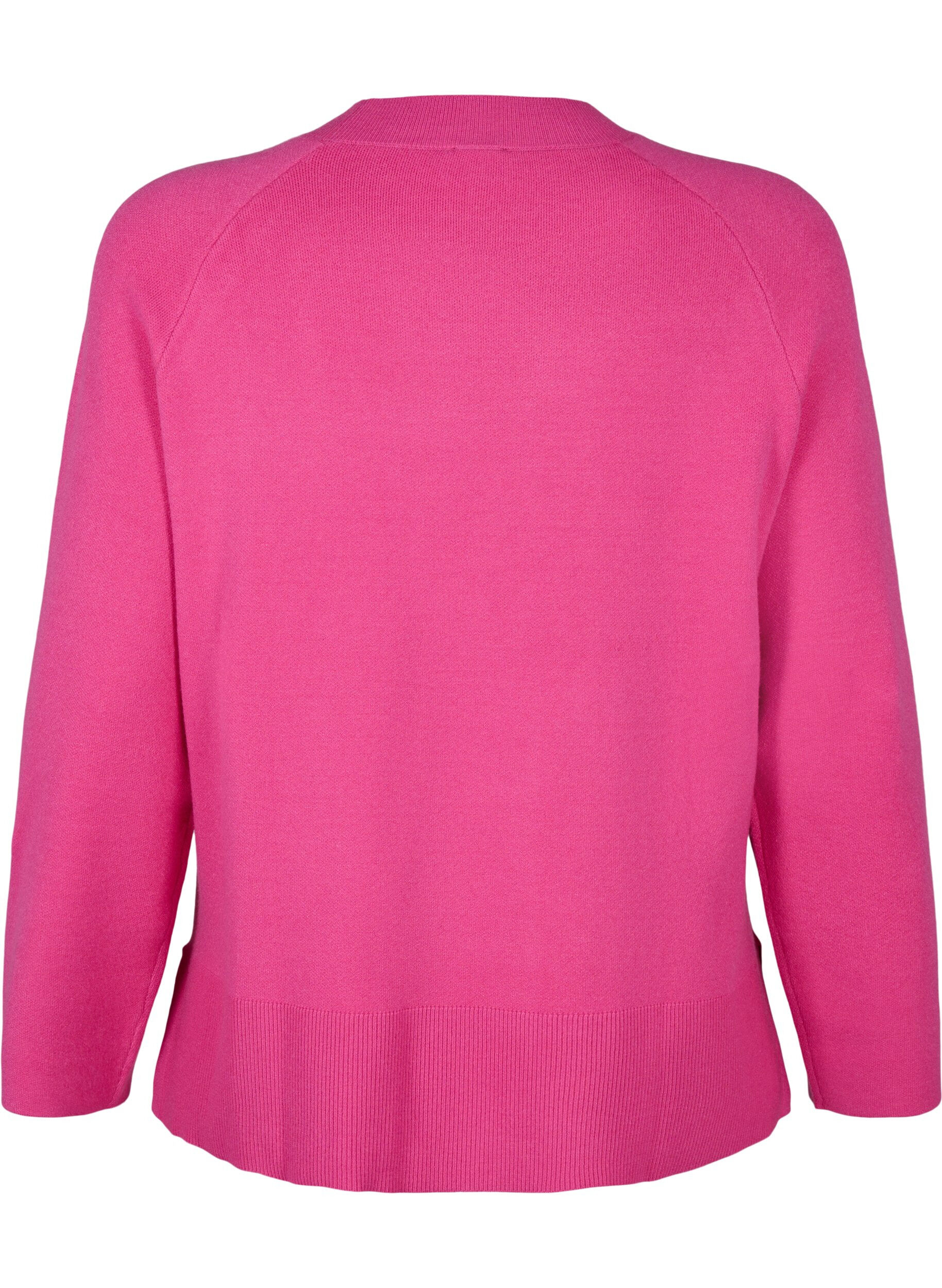 Zizzifashion Viscose blend pullover with side slit	, Raspberry Rose, Packshot image number 1
