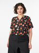 Blouse with short sleeves and v-neck, Black, Model image number 0