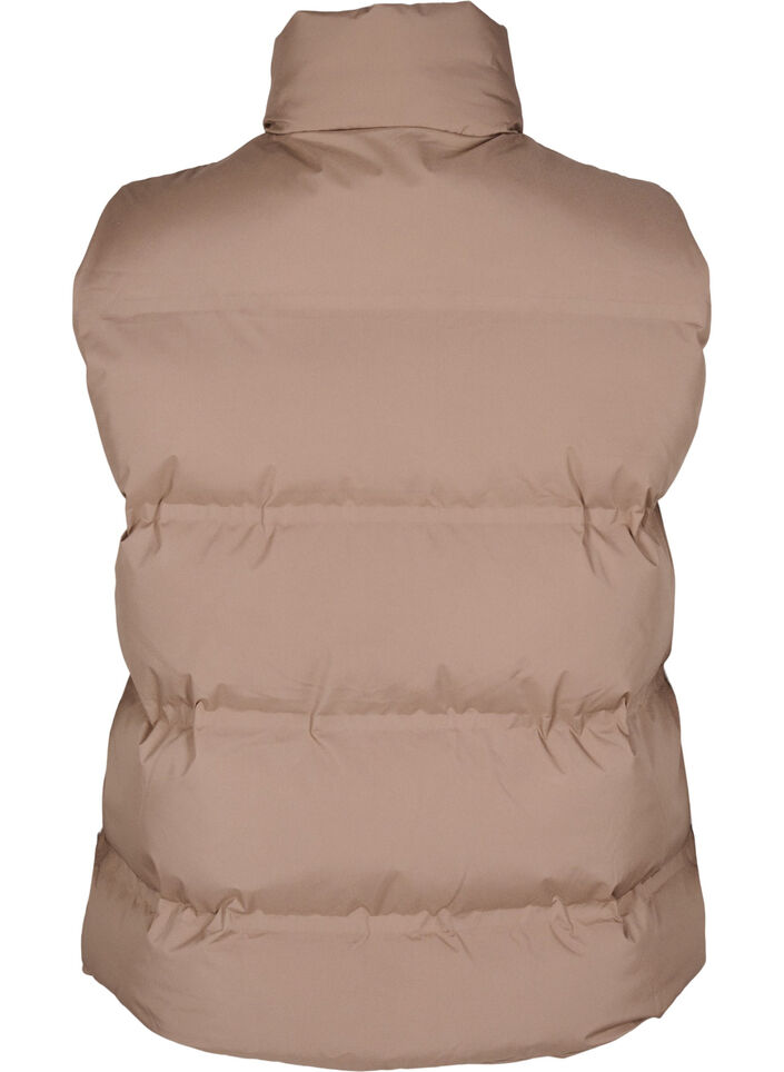 Short puff vest with high collar, Brown, Packshot image number 1
