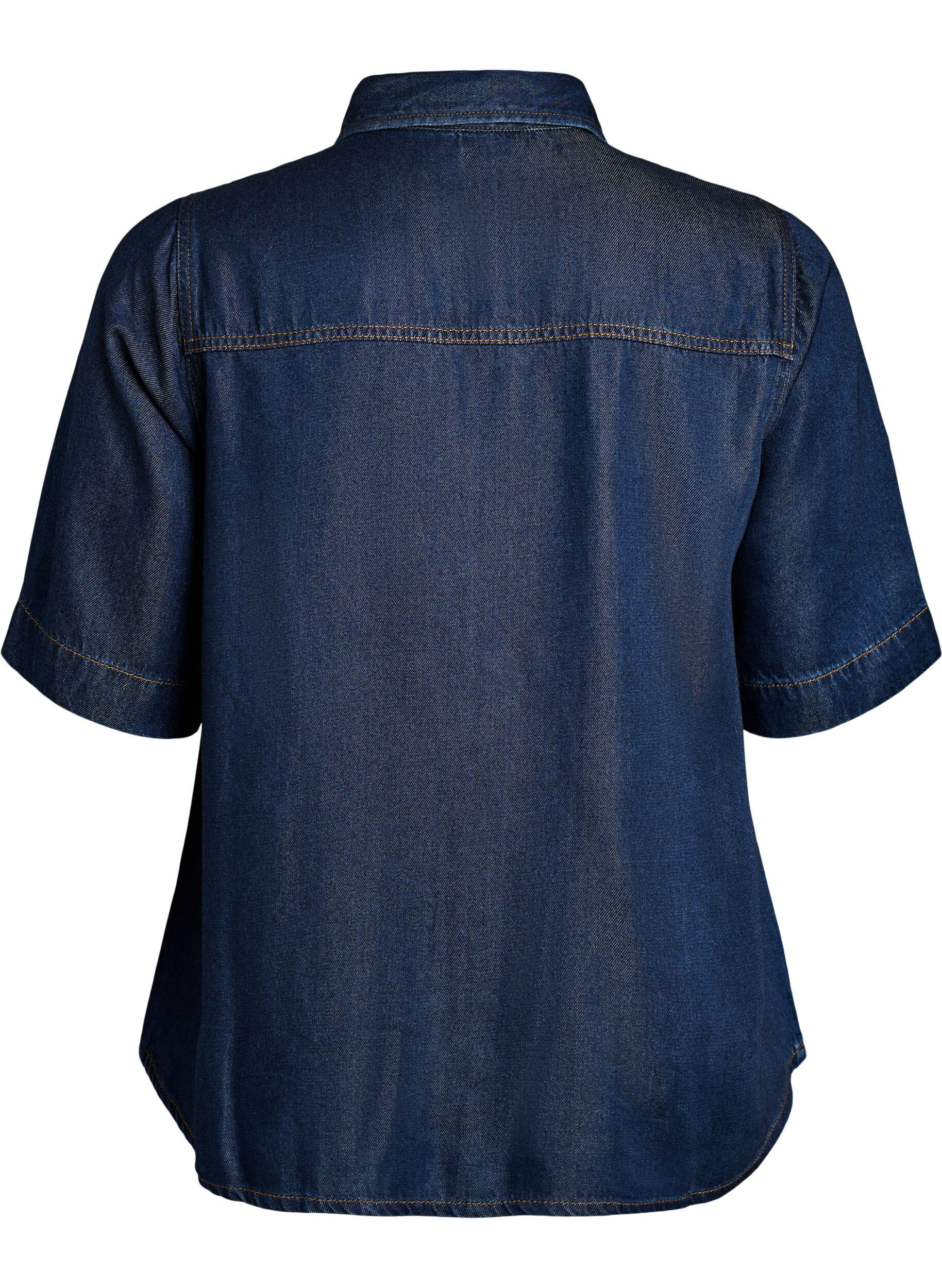 Zizzifashion Short-sleeved denim-look lyocell shirt, Blue, Packshot image number 1