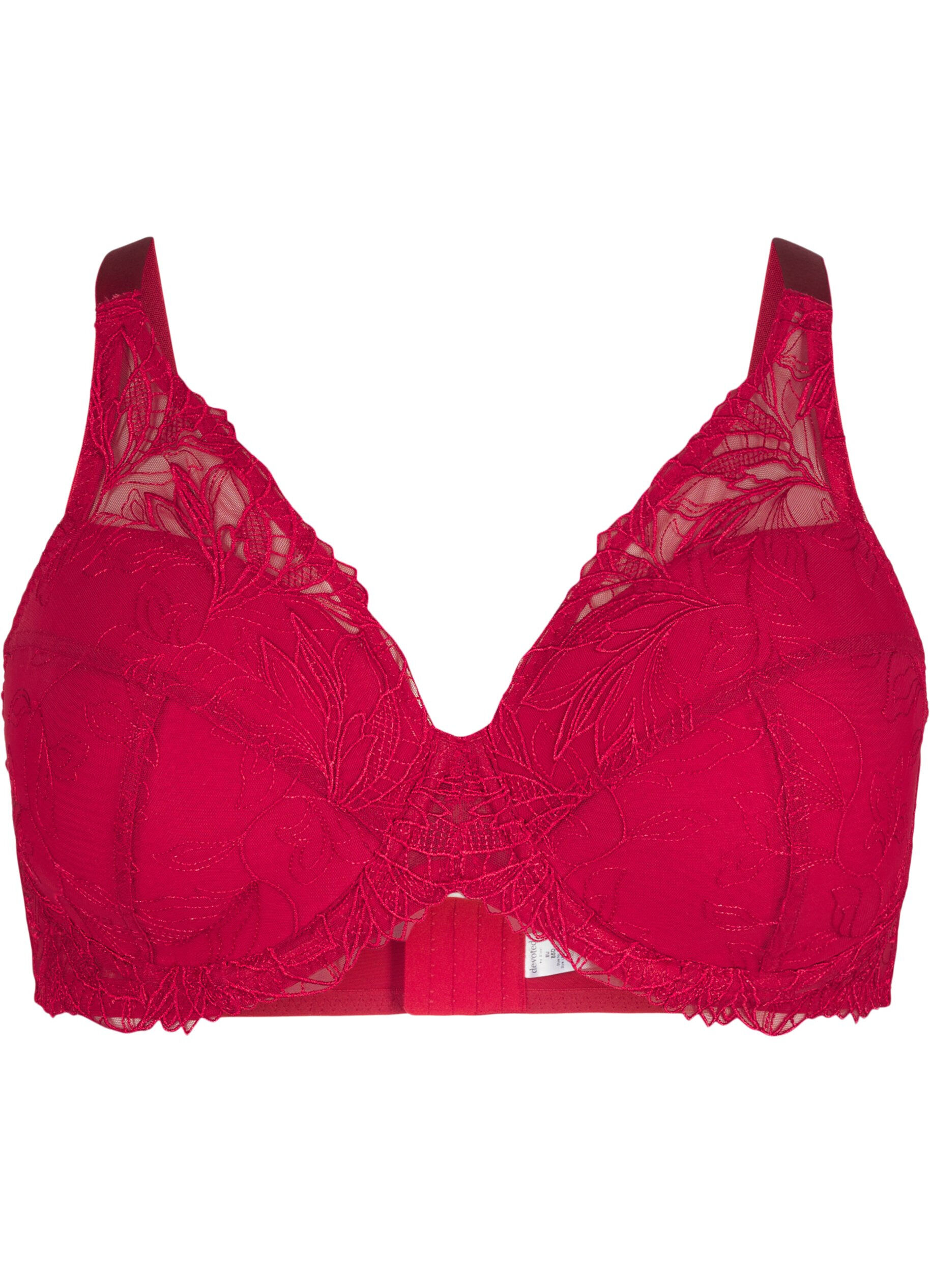 Zizzifashion Padded lace bra with underwire, Red, Packshot image number 0