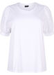 Organic cotton blouse with broderie anglaise sleeves, Bright White, Packshot image number 0