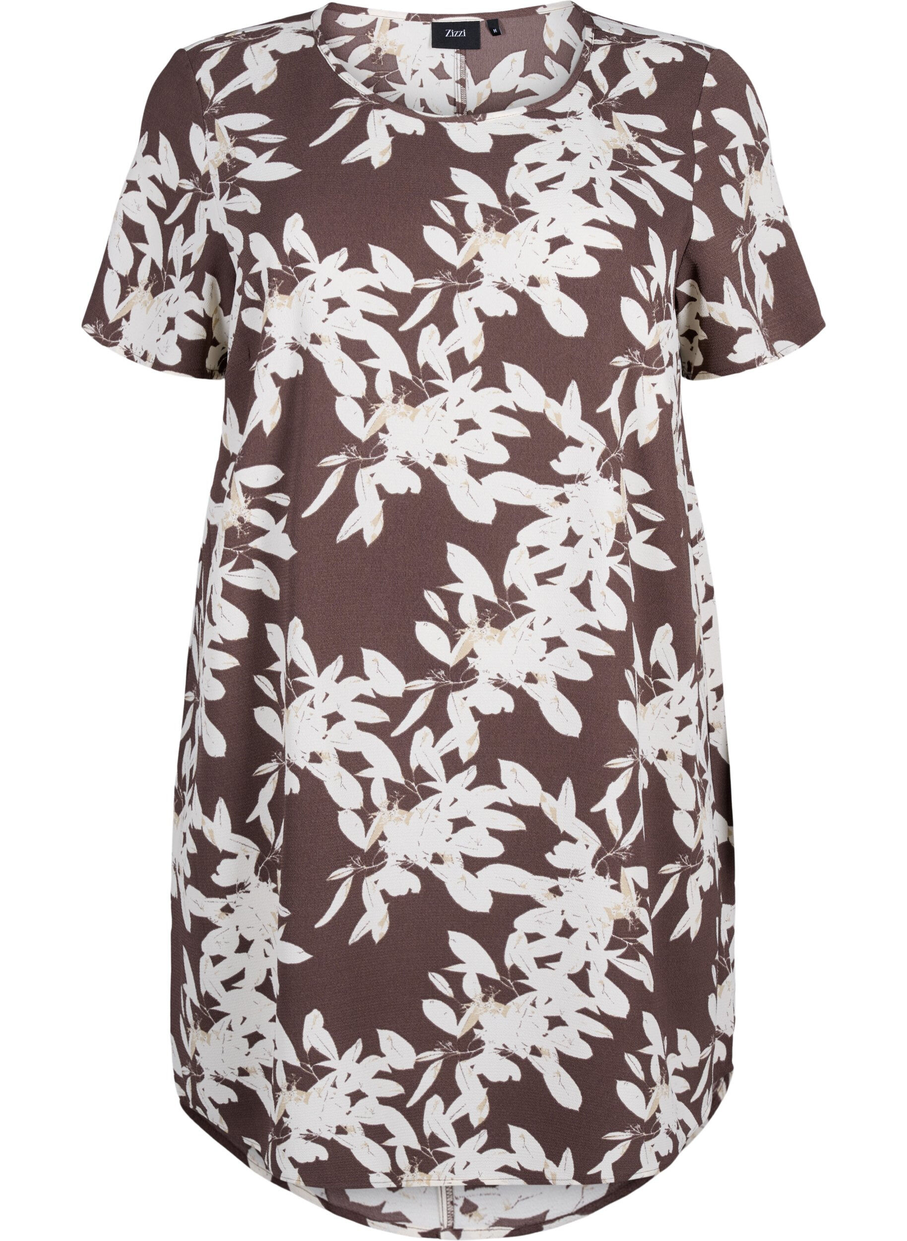 Zizzifashion Dress with print and short sleeves, Brown, Packshot image number 0