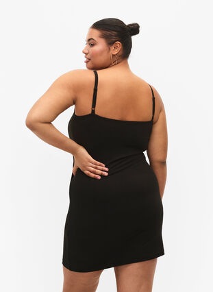 Ribbed slip dress, Black, Model image number 1
