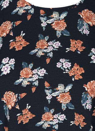 Blouse with short sleeves, Blue w. flowers , Packshot image number 2